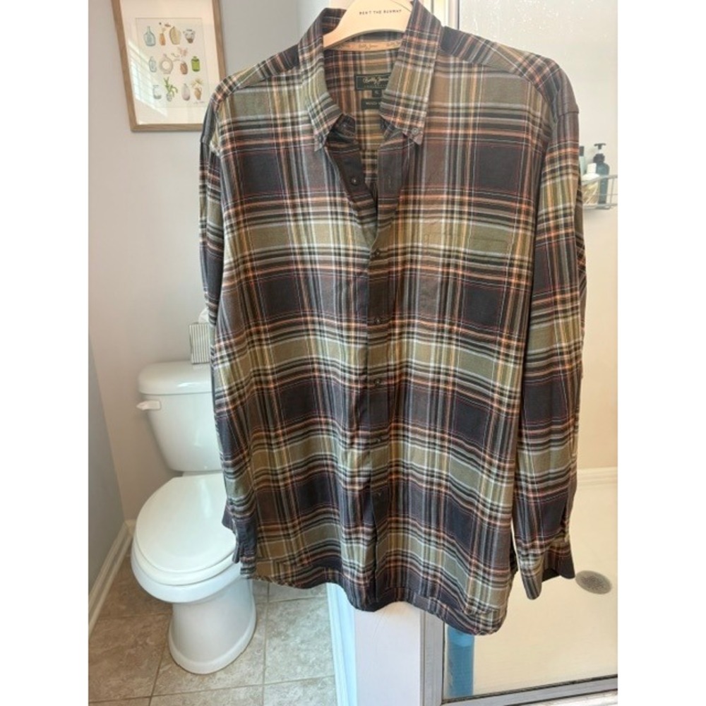 Bobby Jones Collection Men's XL Plaid Button Down Shirt Woven Italy Golf Preppy